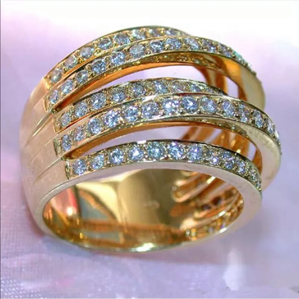 New Women’s Yellow Gold Plated Stackable Ring - Picture 3 of 3